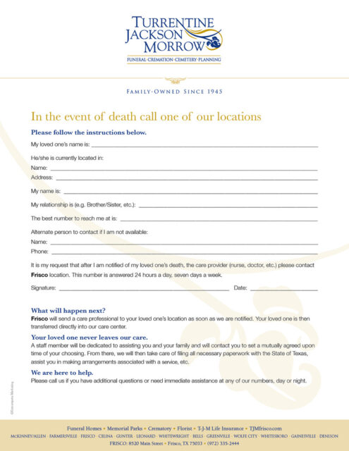 In Case of Death Please Notify