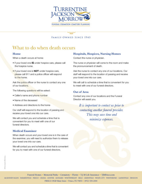 What to Do When Death Occurs